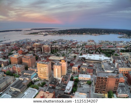 Aerial View of Portland which is the largest City in the State of Maine