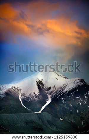 Beautiful scenic view of the Himalayan range at batal, spiti, Himachal Pradesh, India.