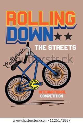 california bicycle,t-shirt design