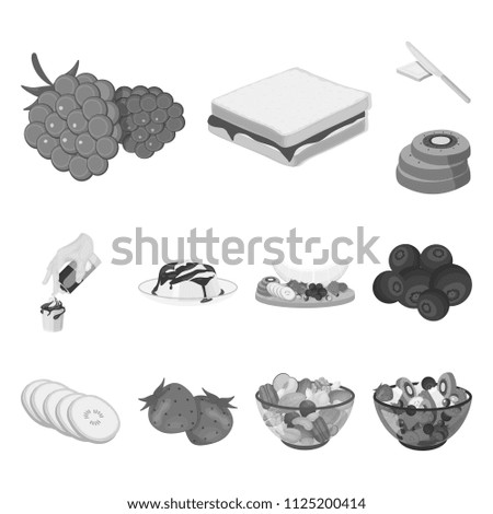 Dessert fragrant monochrome icons in set collection for design. Food and sweetness vector symbol stock web illustration.