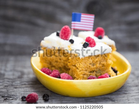 Traditional american carrot cake. 4th of july sweet 