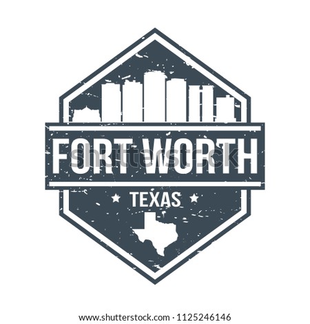 Fort Worth Texas Travel Stamp Icon Skyline City Design Tourism Badge Rubber.