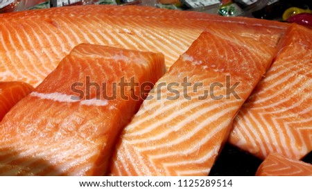 beautiful picture of fresh salmon in Thai market