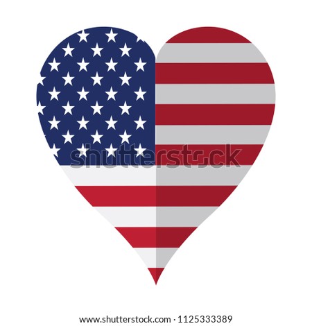 Isolated flag of United States on a heart shape