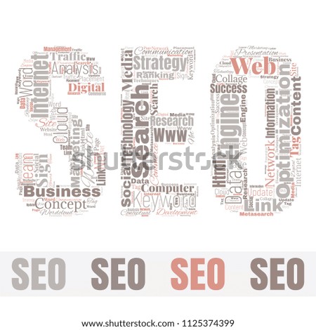 SEO Word Cloud Concept. Searching Engine Optimizing  Illustration