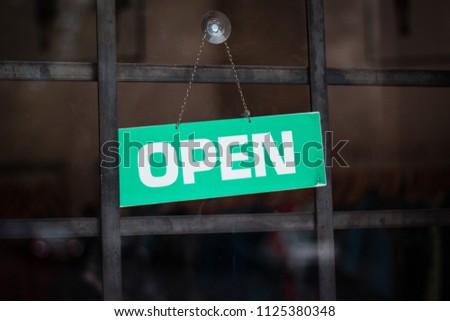 open sign on shop window - open sign on door
