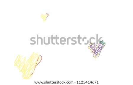 Hand Draw, Embroidered, Stylish Green, Yellow, Red and Blue Hearts of Different Size on White Background