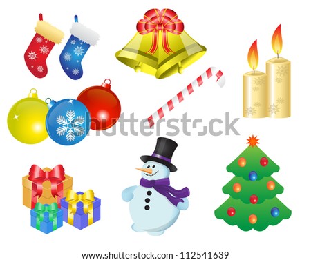 icons depicting various Christmas items and gifts