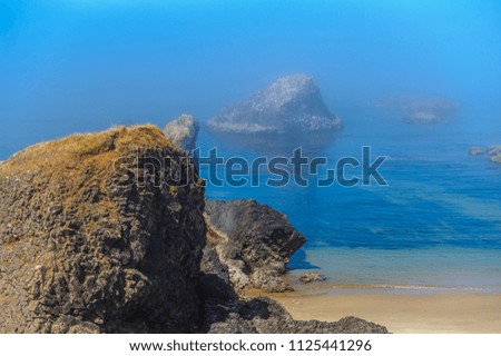 A mist covered beach, near Seal Rock, mid July in Oregon.