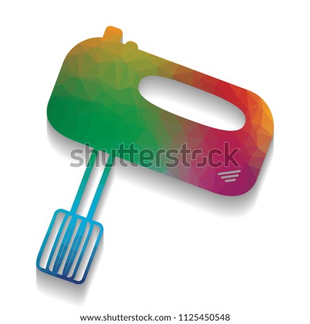Kitchen mixer sign. Vector. Colorful icon with bright texture of mosaic with soft shadow on white background. Isolated.