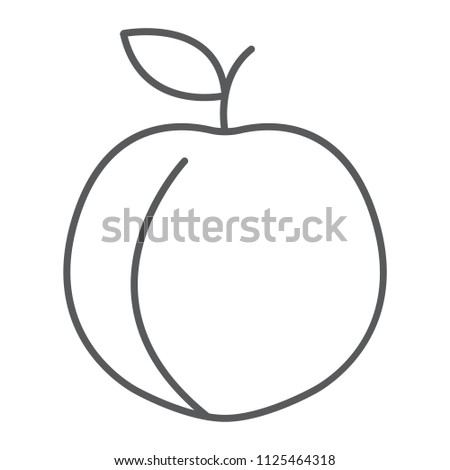 Peach thin line icon, fruit and vitamin, apricot sign, vector graphics, a linear pattern on a white background, eps 10.