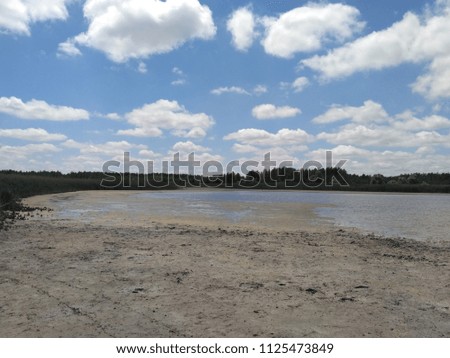 Summer landscape with lake Summer landscape with a lake and clouds in the blue sky. Ukraine, the Kherson region.