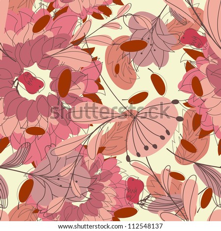 Seamless floral pattern. For easy making seamless pattern just drag all group into swatches bar, and use it for filling any contours.