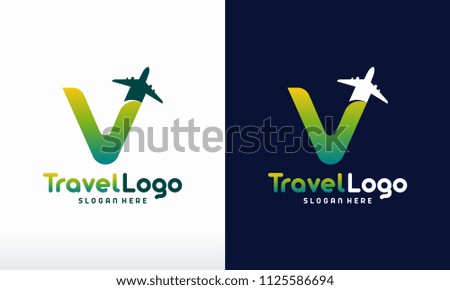 Modern V Initial Travel logo designs concept vector