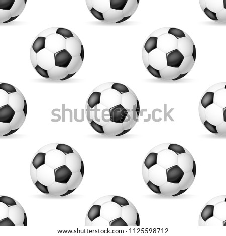 Classic soccer ball seamless pattern. Football leather balls background