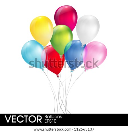 colorful balloons vector set isolated on white background for birthday, party or promotion banners or posters