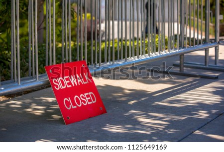 Sidewalk closed sign with copyspace