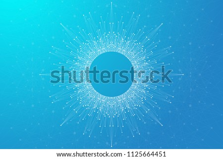Big Genomic Data Visualization. DNA helix, DNA strand, DNA Test. Molecule or atom, neurons. Abstract structure for Science or medical background, banner Royalty-Free Stock Photo #1125664451