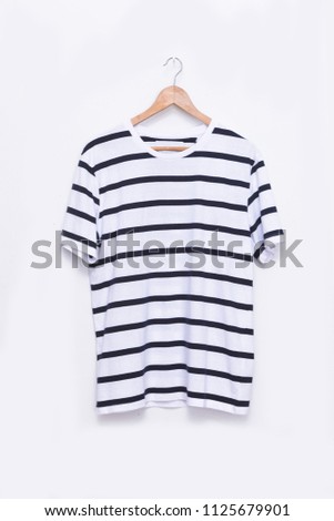 striped shirt on hanging -white background
