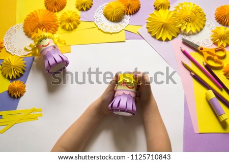 Children's hands make a princess of paper. Master Class. Materials for creativity. Kindergarten and school. Classes with children. Favorite hobby.