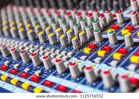 Professional sound engineer audio mixing concole.