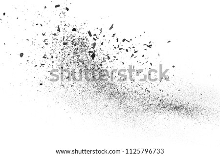 Black charcoal dust, gunpowder isolated on white background and texture, top view Royalty-Free Stock Photo #1125796733