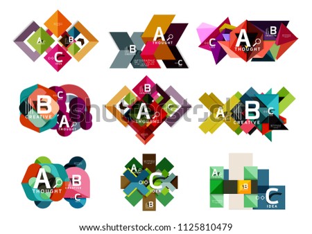 Set of paper geometric option banners, infographic templates. Vector colorful abstract backgrounds or icons