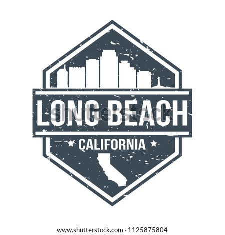 Long Beach California Travel Stamp Icon Skyline City Design Tourism Badge Rubber.