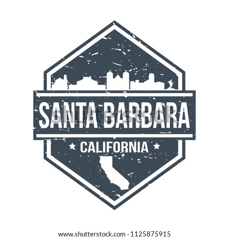 Santa Barbara California Travel Stamp Icon Skyline City Design Tourism Badge Rubber.