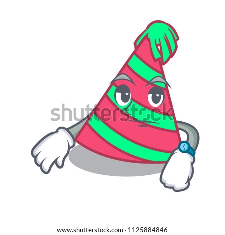 Waiting party hat mascot cartoon