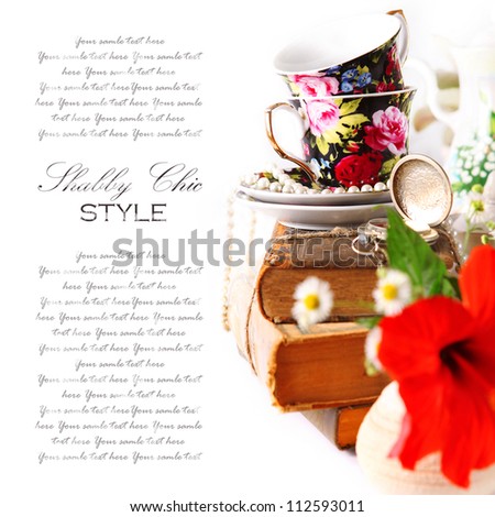 English tea party background in shabby style