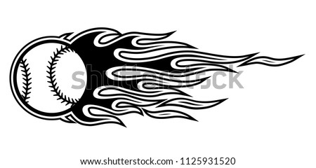 Vector illustration of baseball softball ball with hotrod flame shape. Ideal for printable sticker decal sport logo design and any decoration.