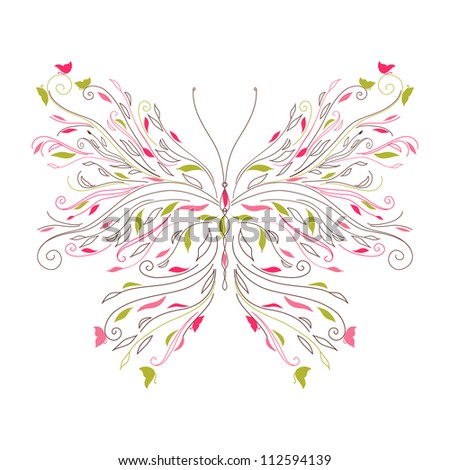 Beautiful curl butterfly card raster version
