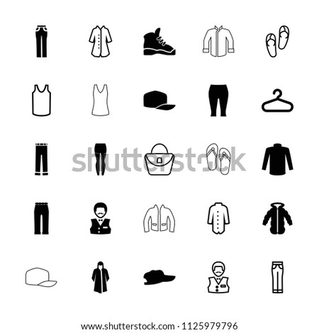 Casual icon. collection of 25 casual filled and outline icons such as hanger, casino boy, overcoat, sweater, woman pants, woman bag. editable casual icons for web and mobile.
