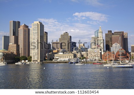 Boston skyline, Inner Harbor, USA