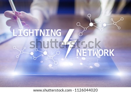Lightning network - second layer payment protocol that operates on top of a blockchain. Bitcoin, cryptocurrency, internet payment.
