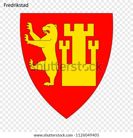 Emblem of Fredrikstad. City of Norway. Vector illustration