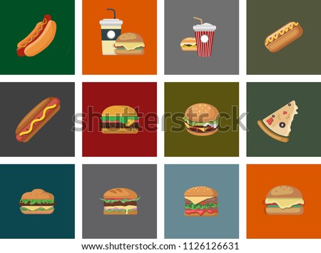 Set of sandwiches. burger, traditional food . Vector clip art illustration set