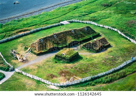 Aerial image of L'Anse aux Meadows, Newfoundland, Canada