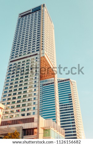 high skyscraper in the early morning