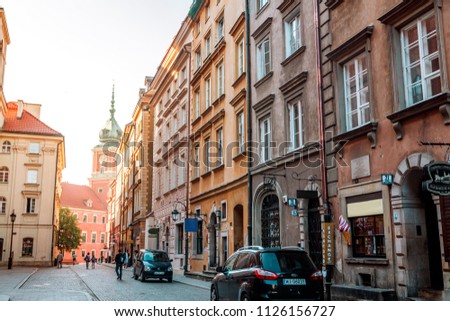 old streets at dawn Warsaw Poland