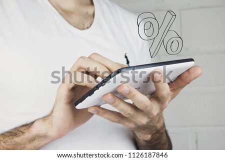 Businessman hand showing percent sign