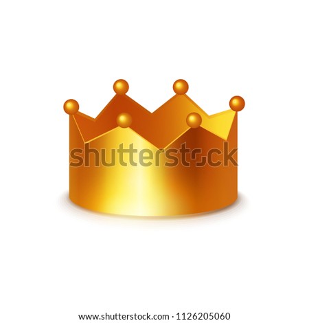 Golden Crown, Vector Clipart isolated on white background. This shiny sogm can be used as a logo, banner, signboard.