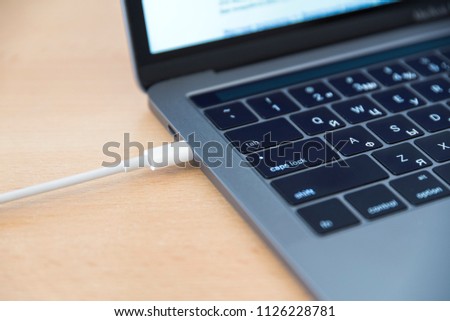 Cable USB adapter under the Type-C connector is installed in the laptop