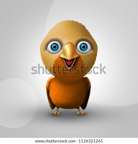 Happy Yellow Bird Character CGI illustration