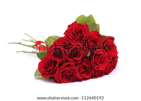Red roses bouquet on white background Royalty-Free Stock Photo #112640192