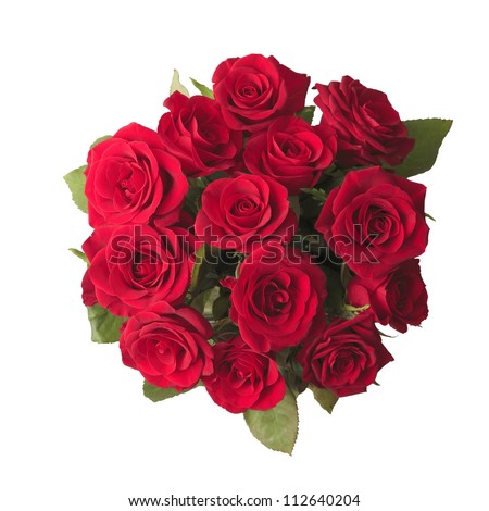 Red roses bouquet on white background Royalty-Free Stock Photo #112640204