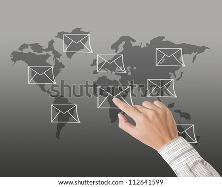 Hand pressing e-mail sign