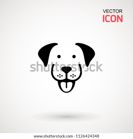 Dog head icon. Flat style. Cartoon dog face. Vector illustration isolated on white. Silhouette simple. Animal Logotype concept. Logo design template.