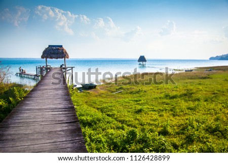 View to the peaceful lake of Petén Itza, in Guatemala Central America Royalty-Free Stock Photo #1126428899